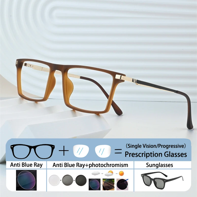 

Frosted Square Narrow Frame Men Prescription Custom Presbyopia Glasses Women Optical Photochromic Anti Blue Ray Myopia Eyewear