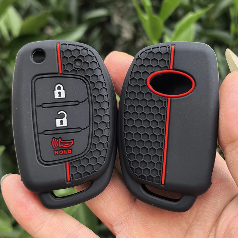 Schlüsselhülle für Hyundai I20 Ix45 I40 Ix35 I30 I10 Kona Tucson Creta Accent Solaris Elantra Ioniq 3-Tasten Silikon Autofernbedienungsgehäuse