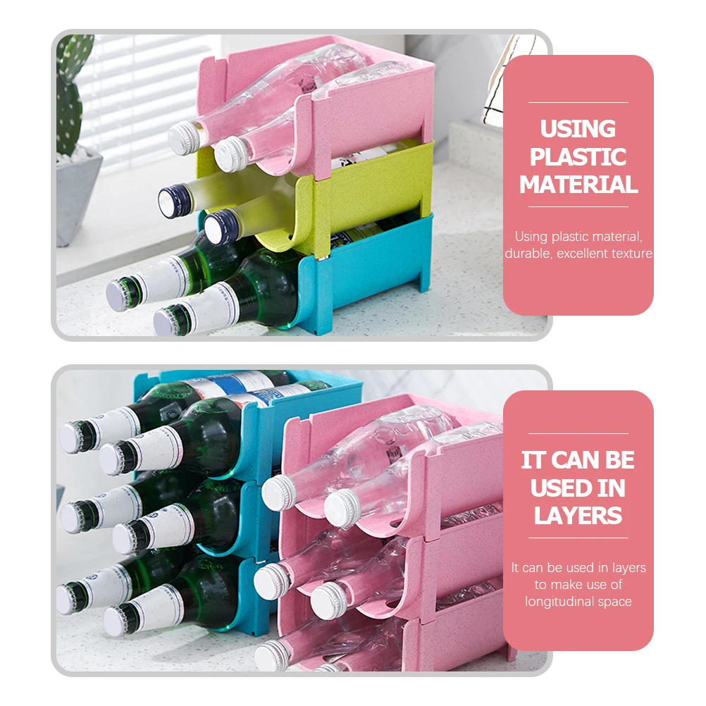 

3 Pcs Beer and Beverage Storage Rack Fridge Kitchen Organization for Shelf Drinks Cabinet Holder with Cans Stackable Bottle