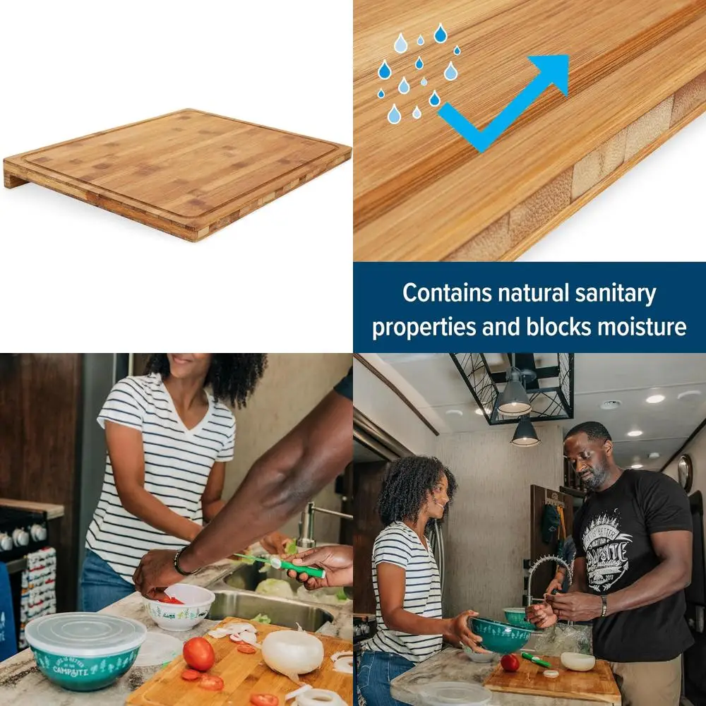 

Разделочная доска Camco из бамбука с подвесным ободком — идеально подходит для разделения овощей, фруктов, мяса и сыров — 18x14 дюймов