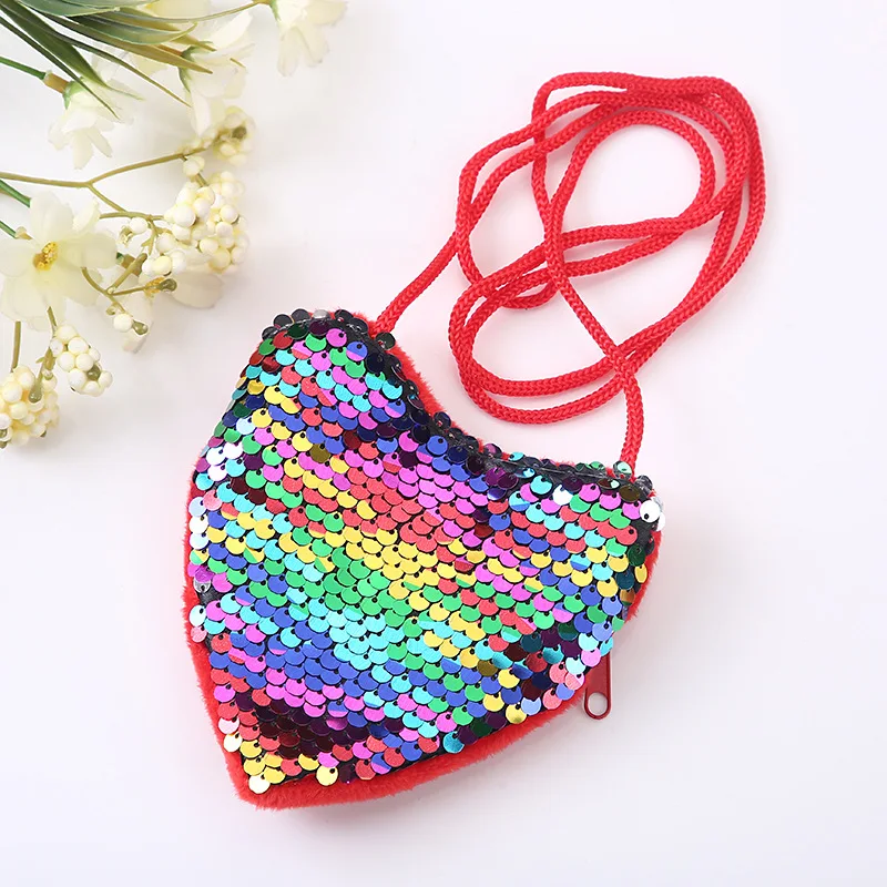 Creative Children\'s Sequin Coin Purse Little Girl Messenger Love Bag Girl Cute Shoulder Bag kindergarten Children\'s Coin Purse