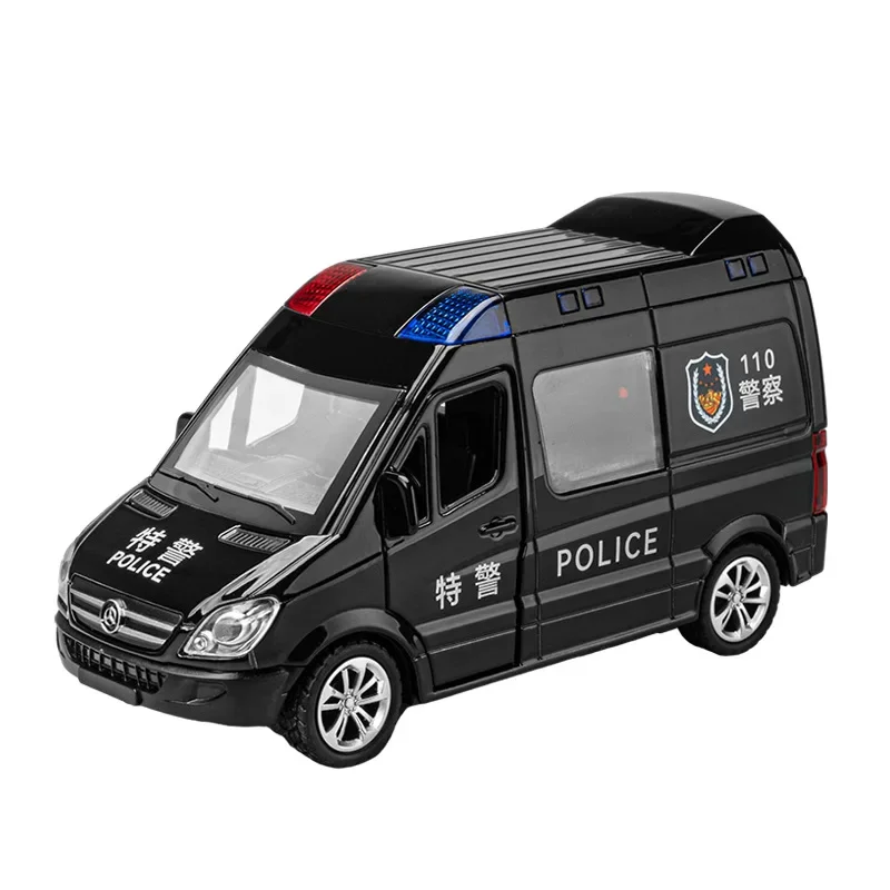 1: 36 Mercedes Benz City Service Vehicle Public Security Fire Special Police Ambulance Alloy Model Sound Light Echo kid\'s Toy