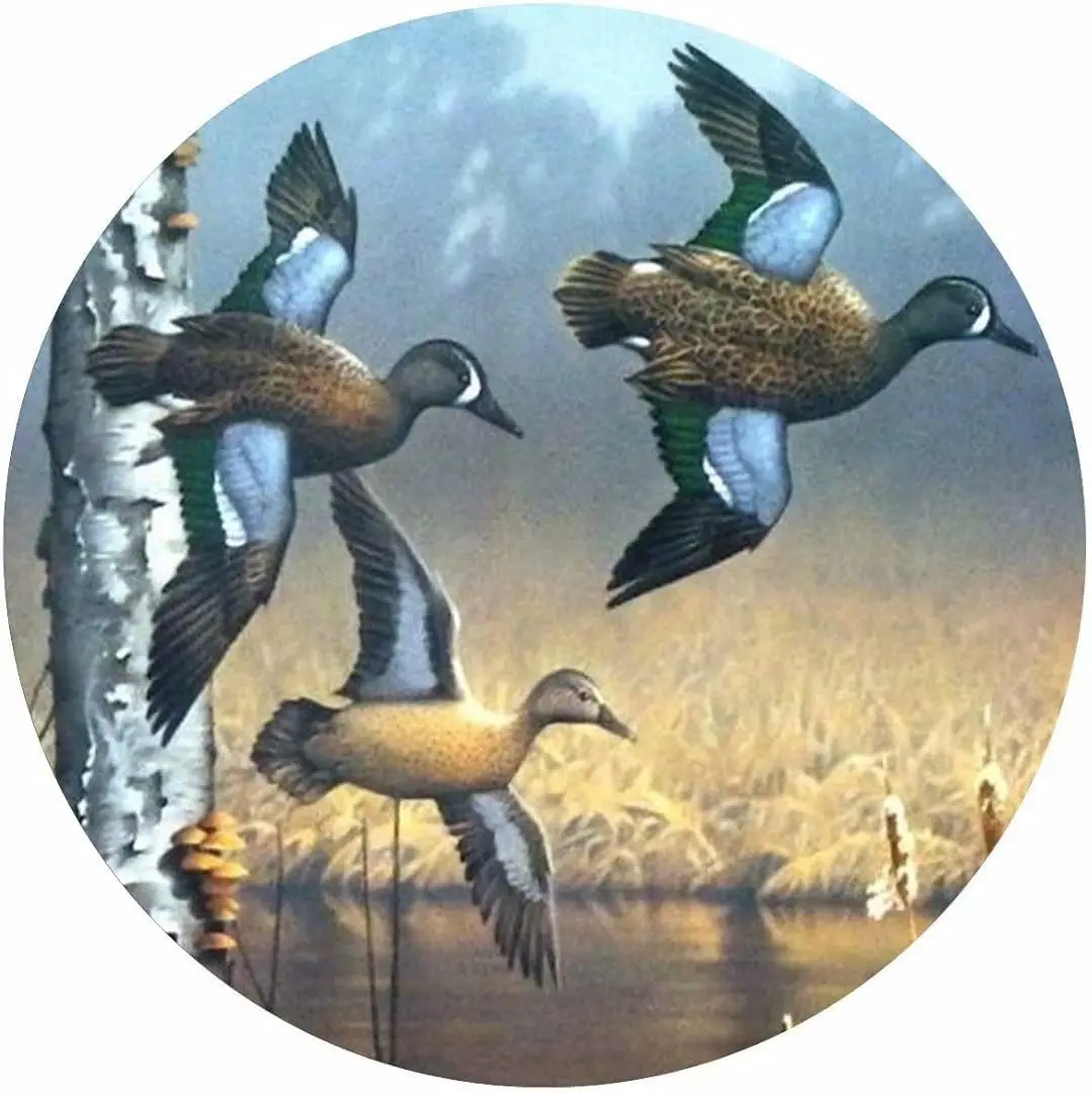 WZVZGZ WZVZGZ 12x12inch,Wreath Round Metal Tin Sign,Duck Hunting Art,Duck Fly Art,Waterfowl Art,Retro Signs Decor Wall Art Poste