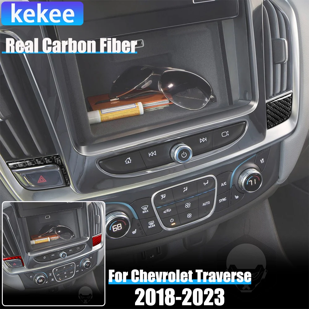 

Real Carbon Fiber Car Accessories Center Air Vent Cover Soft Sticker For Chevrolet Traverse RS LT 2018 2019 2020 2021 2022 2023