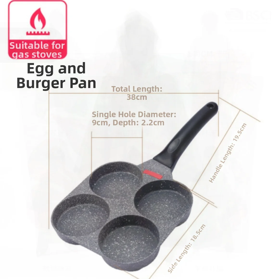 

Non-Stick Frying Pan Household Four-Hole Mold Aluminum Breakfast Pot Egg Burger Mini Pan Induction Cooker Compatible Gray/White