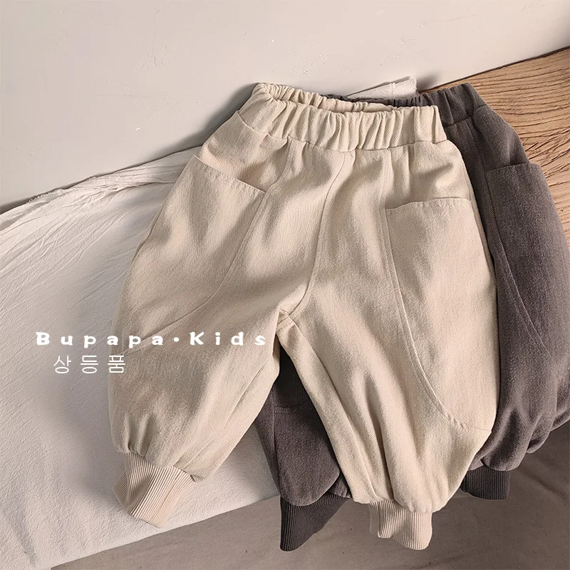 

Kid Pants Large Pocket Bloomers Vintage Washed Cotton Children Haren Pants Autumn Pants Children Frosted Bound Foot Slacks