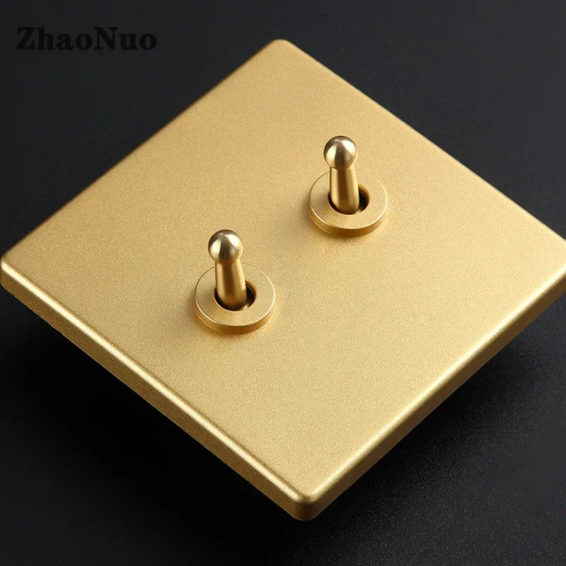 Wall Light Toggle Switch1-4 Gang 2 Way Champagne Gold Matte Panel For Home Decoration