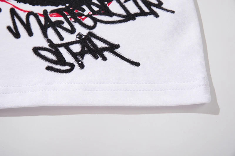 Übergroße Gewaschene Weiße T-Shirts für Herren Vintage Glänzender Diamant-Graffiti-Druck Relaxed Fit Hip Hop Urban Streetwear T-Shirt Top – Detail 12