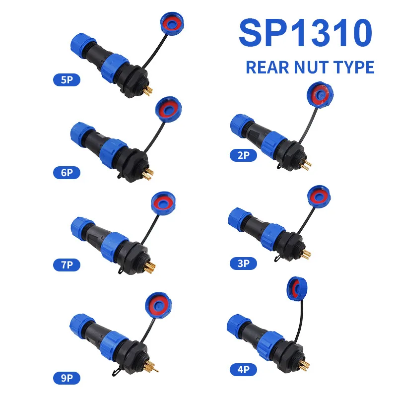SP1310 SP1312 Waterproof Connector SP13 2pin 3pin 4pin 5pin 6pin 7pin 9pin IP68 Connectors Plug and Socket
