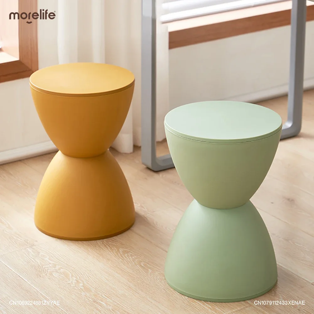 

Nordic Style Creative Shoe Change Stools Round Living Room Tea Table Footstool Thickened Plastic Makeup Stool Home Furniture