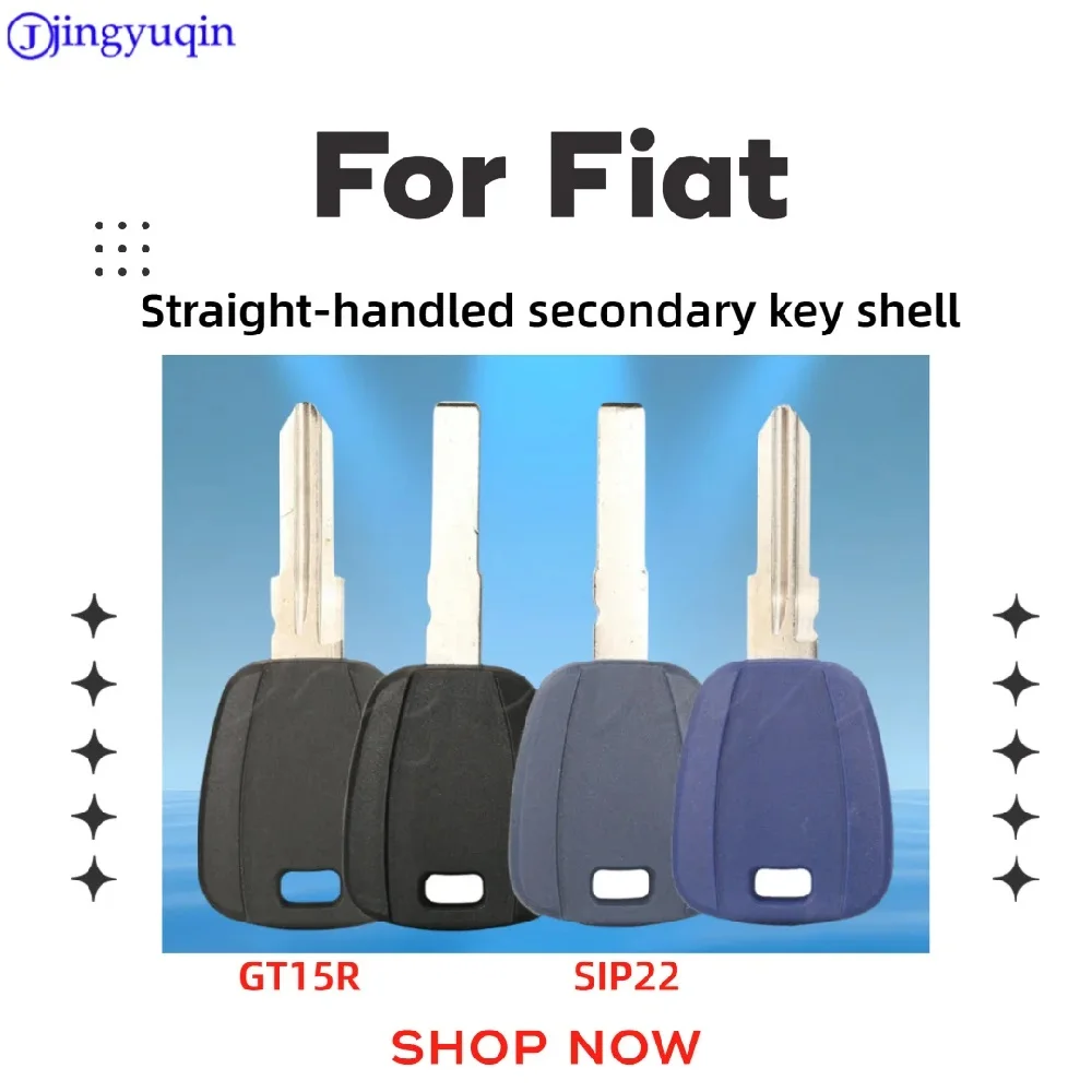 

jingyuqin Replacement straight-handle secondary key case blank blade for Fiat 500 Ducato transponder key uncut SIP22/GT15R blade