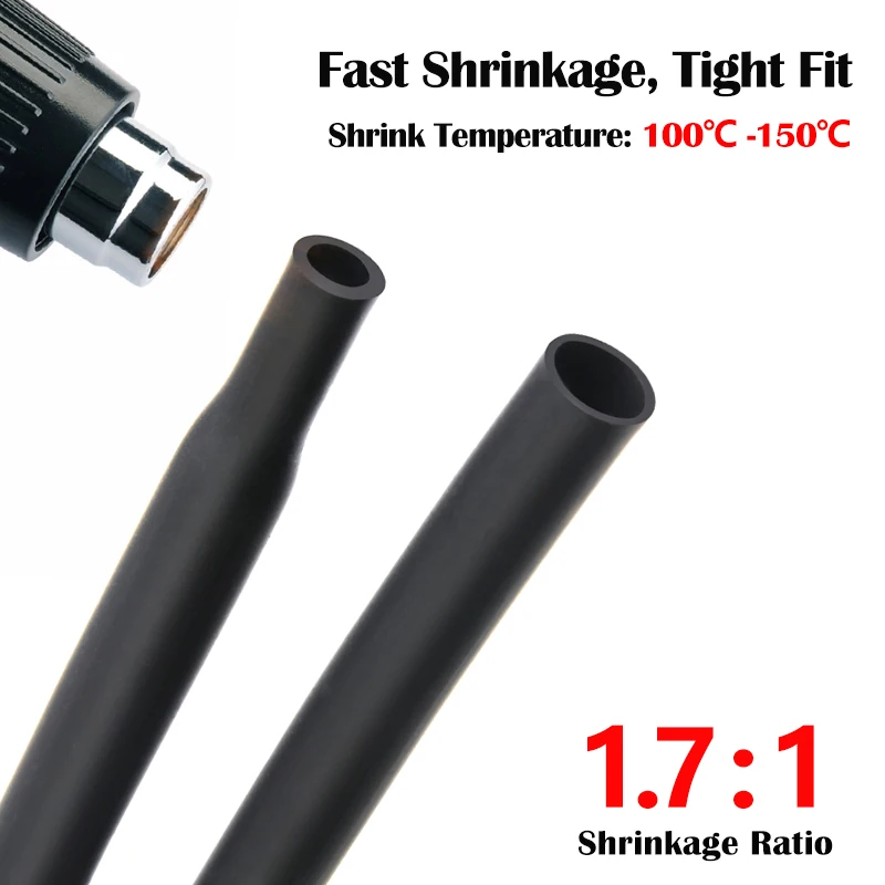 1/3/5/10M Black Silicone Heat Shrink Tube 0.8mm~30mm Insulated DIY Wire Protector Wrap Sheath Case Heat Shrinkable Cable Sleeve