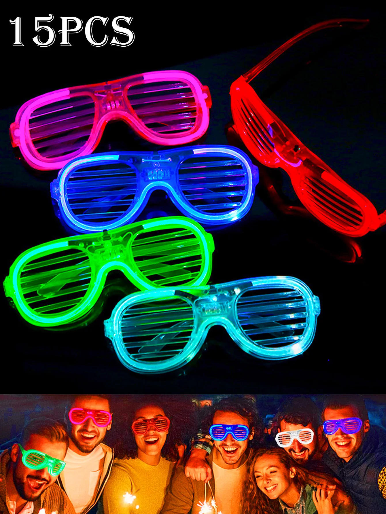 1-15 قطعة LED توهج نظارات 6 ألوان النيون LED مصراع الظل نظارات هدايا عيد ميلاد الاطفال الستائر 3 أضواء نظارات اللعب هدايا الحفلات #1