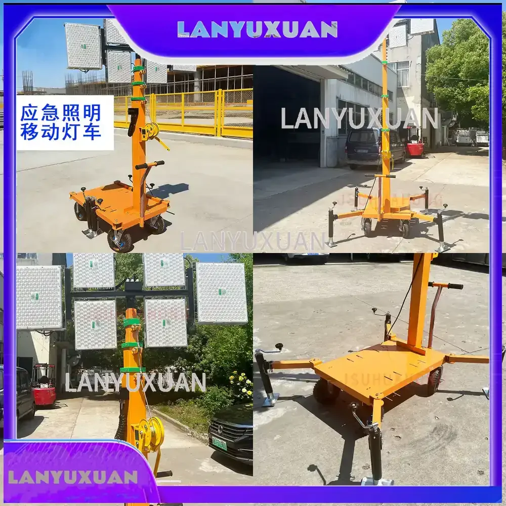 

2026 Portable Hand-Cranked Telescopic Lighting Tower for HMF956 4M 6M Mobile Light Cart Floodlight Stand for Outdoor