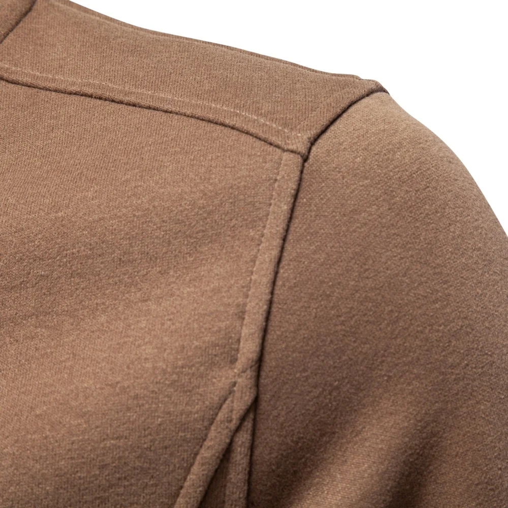 AIOPESON Herren Pullover mit halbem Reißverschluss, Stehkragen, einfarbig, warm, gemütlich, langärmelig, Sweatshirt, Herbst-Winter, lässig, leicht, Oberteil – Detail 11