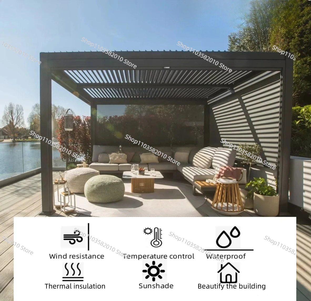 Deposit Price 3x3m Bioclimatic Pergola Aluminium Louvered Pergola with Adjustable Rainproof Patio Roof Gazebo