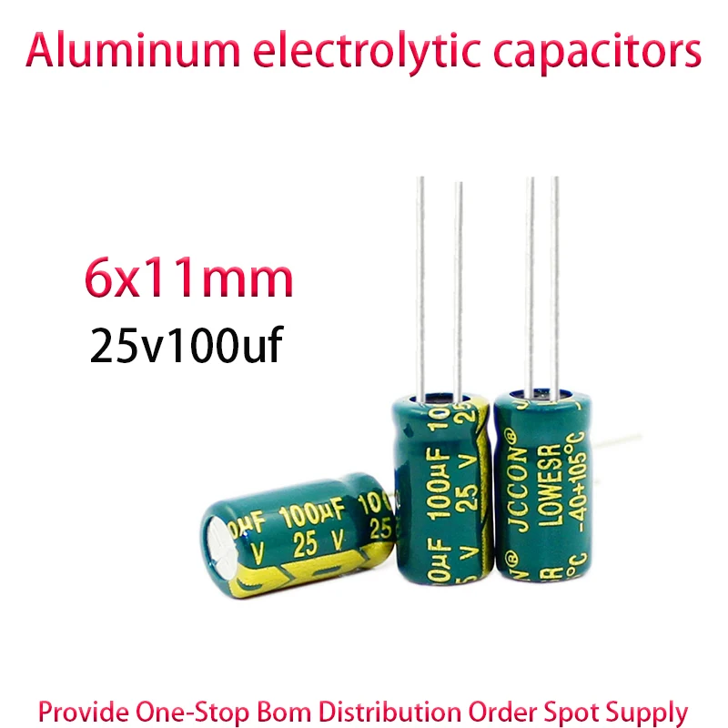 25v100uf High frequency low resistance aluminum electrolytic capacitors 6x11mm 20PCS