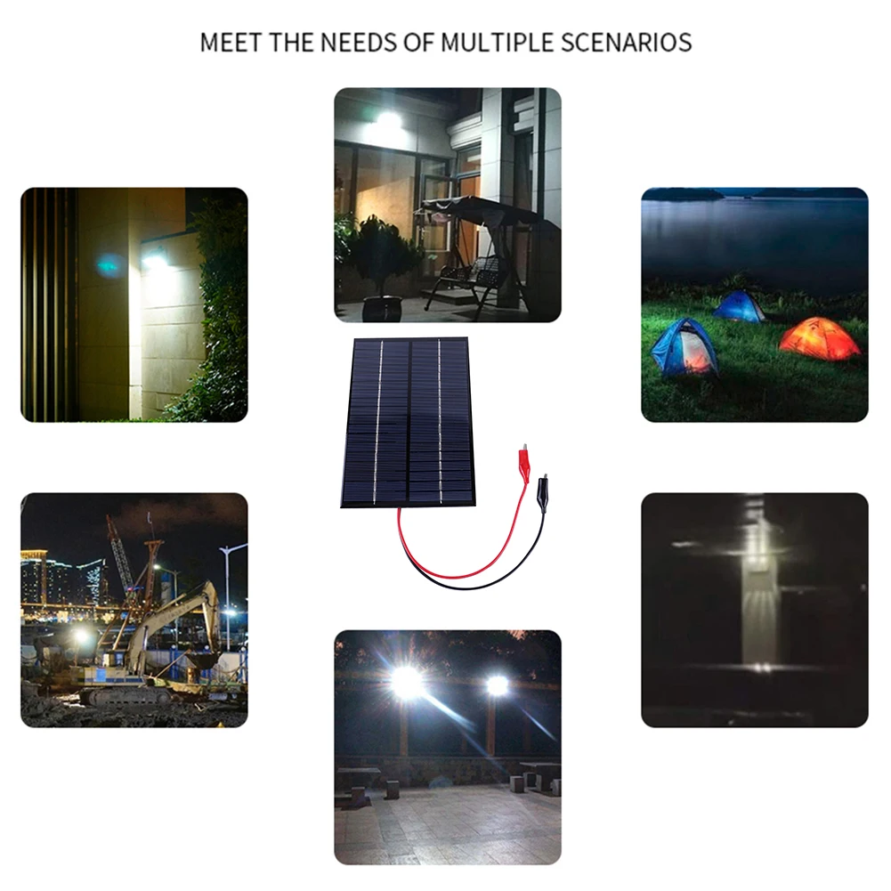 8W 18V Solar Cell Waterproof Portable Solar Panel with Clip Solar Charging Panel for Outdoor Camping for 12-18V Battery Charging
