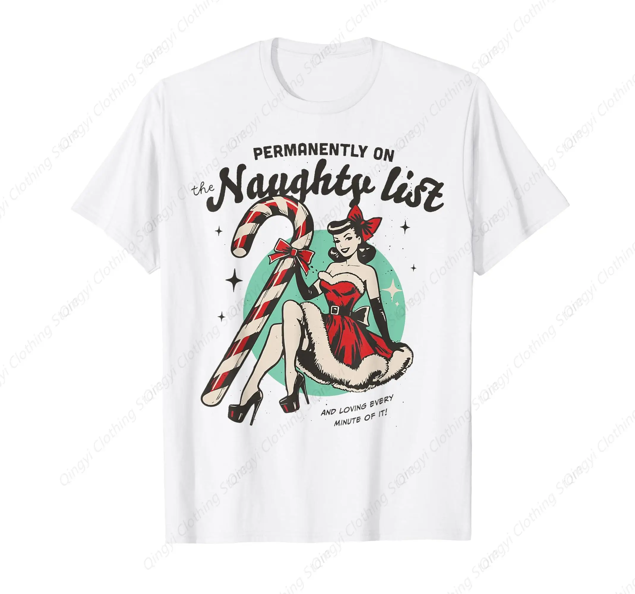 

Permanently On The Naughty List Christmas Vintage Retro T-Shirt
