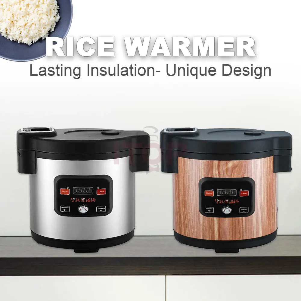 ITOP 110W Wood Grain Appearance Cooking Equipment Electric Heating Bucket Rice 15L Food Warmer