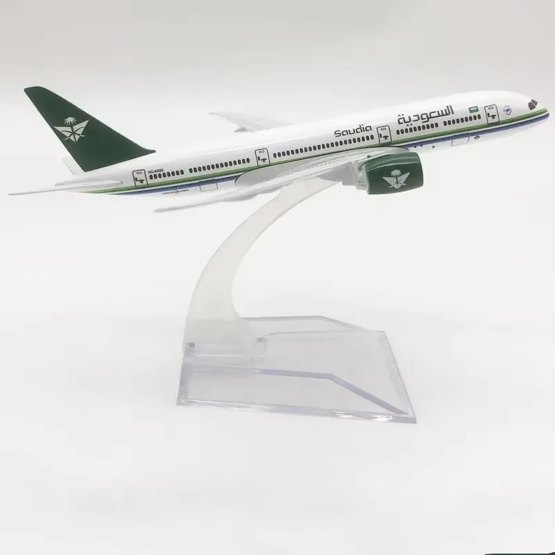 16 cm Arabia Saudita Airlines B787 Airbus Scala 1:400 Boeing 787 Compagnia aerea Pressofuso in lega di metallo Modello di aereo giocattolo con supporto