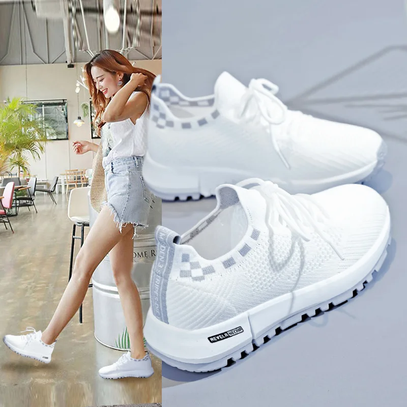 

Women Vulcanized Shoes Ultra Light Female Casual Shoes Breathable Women Sneakers Knitted The New Fashion Elegant Shoes for Women