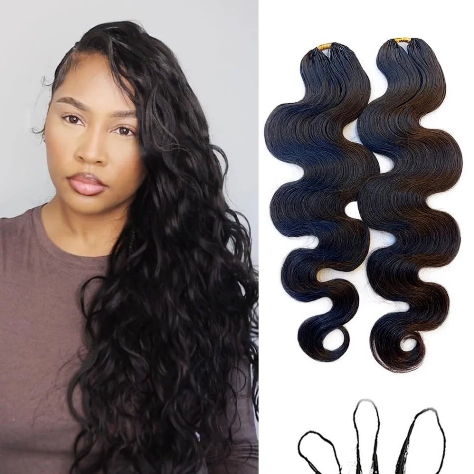 

Накладные волосы Body Wave Feather Crochet из натуральных человеческих волос, бесшовные, невидимые узлы, предварительно разделенные, бразильские натуральные пучки