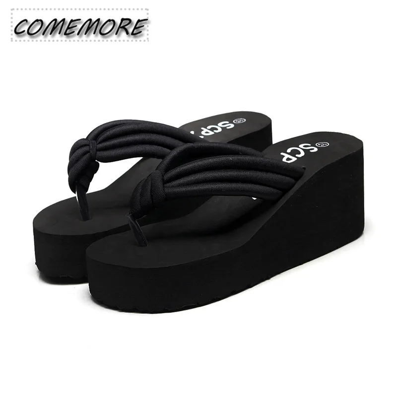 2024 Platform Sandal Women Slipper High Heel Summer Shoes Fashion Wedges Slippers Black Home Bathing Flip Flops Zapatillas Beach