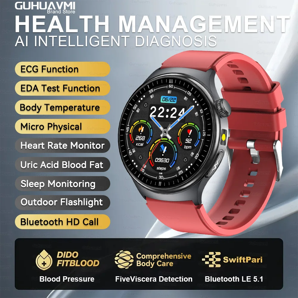 

2026 New Smart Watch women Men ECG+PPG Blood oxygen Uric Acid Blood Pressure Sapphire Smartwatch Men Micro-physical examination