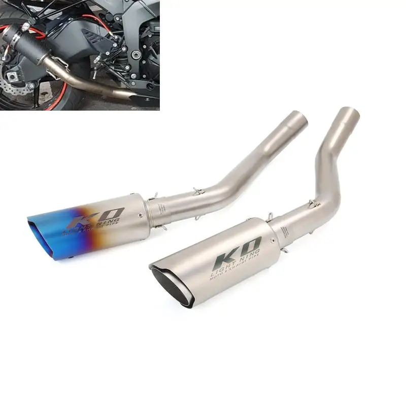 

For Kawasaki Ninja ZX6R ZX636 2009-2022 Motorcycle Exhaust System Mid Link Pipe Slip On 250mm Muffler Stainless Steel Silencer