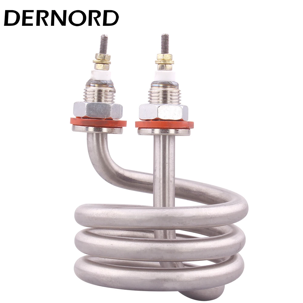 DERNORD 220/380V Electric Water Heating Element for Distiller M16 Thread Spiral Immersion Water Heater Stainless Steel 304 2.5KW