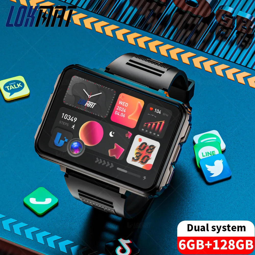 LOKMAT APPLLP 5 MAX Android Smartwatch Men,  2.4 TFT Android 10.7 Video Call 4G WIFI GPS 6GB+128GB Fitness Tracker Smart Watch