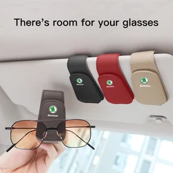 Car Glasses Clip Sun Visor Storage Clamp Ticket Card Accessories For Skoda Fabia Yeti Rapid Kodiaq Mk3 A4 A6 A7 Kamiq Karoq Vrs