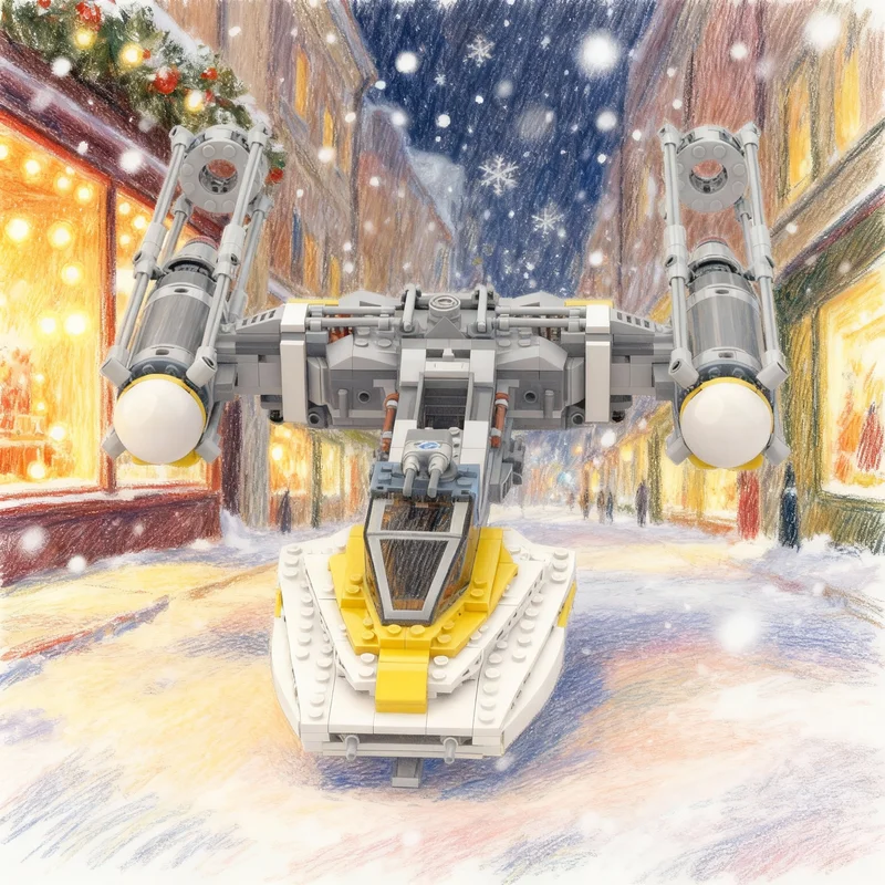 

698 деталей, модульный строительный конструктор MOC «Уличный пейзаж», совместимый с LEGO, модель «Звездный истребитель», рождественский подарок, развивающие игрушки