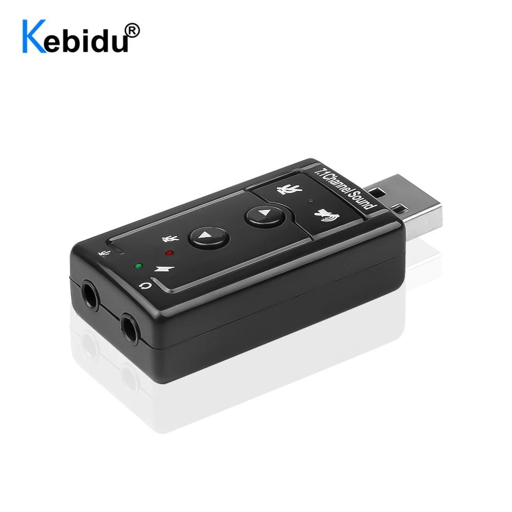 KEBIDU 7.1 CH 채널 USB 오디오 사운드 카드 USB 2.0 마이크 스피커 오디오 헤드셋 (마이크 포함) 노트북 용 3.5mm 잭 변환기