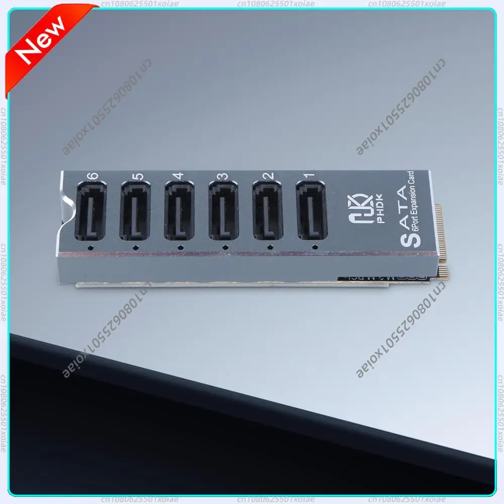 M.2 To SATA3.0 Adapter Card with Smart Indicator M.2 NVMe To 6 Ports SATA 3.0 Expansion Card ASM1166 Chip for Desktop PC
