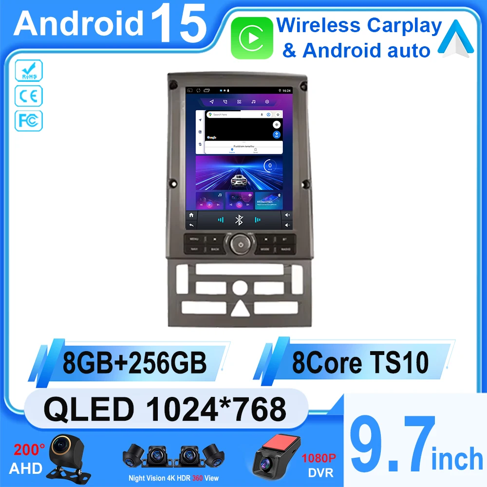 9.7 inch Android 16 Car Radio For Peugeot 407 2004 - 2008 Android Multimedia BT Head Unit Player GPS Carplay Auto WIFI 4G 8 Core