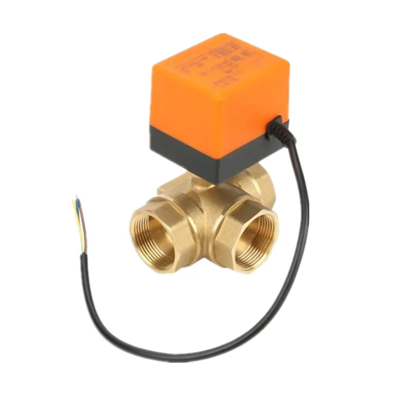 Imagem -03 - Válvula de Esfera Motorizada de Três Vias 220v 12v 24v 3-wire Ponto de Controle de Bronze Válvula de Esfera Elétrica 1