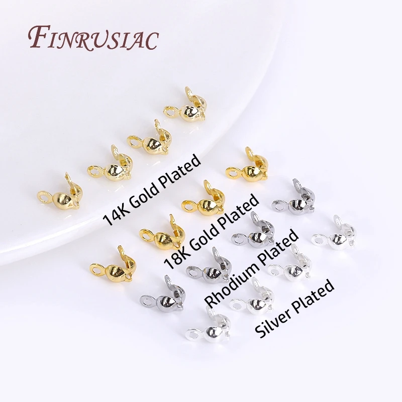 100pcs/lot 14K/18K Gold Plated Crimp End Beads Findings,lamps For jewelry,DIY Jewelry Making Supplies,Connector Clasps Fitting