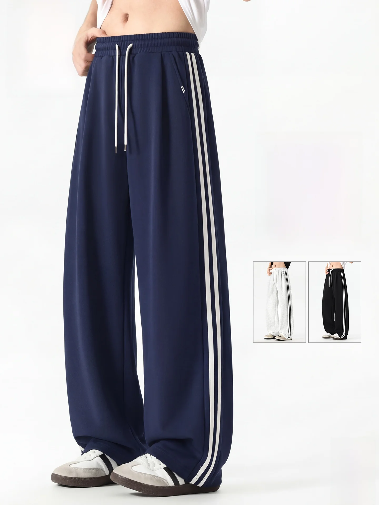 

American Sle Sport Pants Men Women Casual Loose Fit Striped Wide Leg Casual Trousers Streetwear Spring Autumn