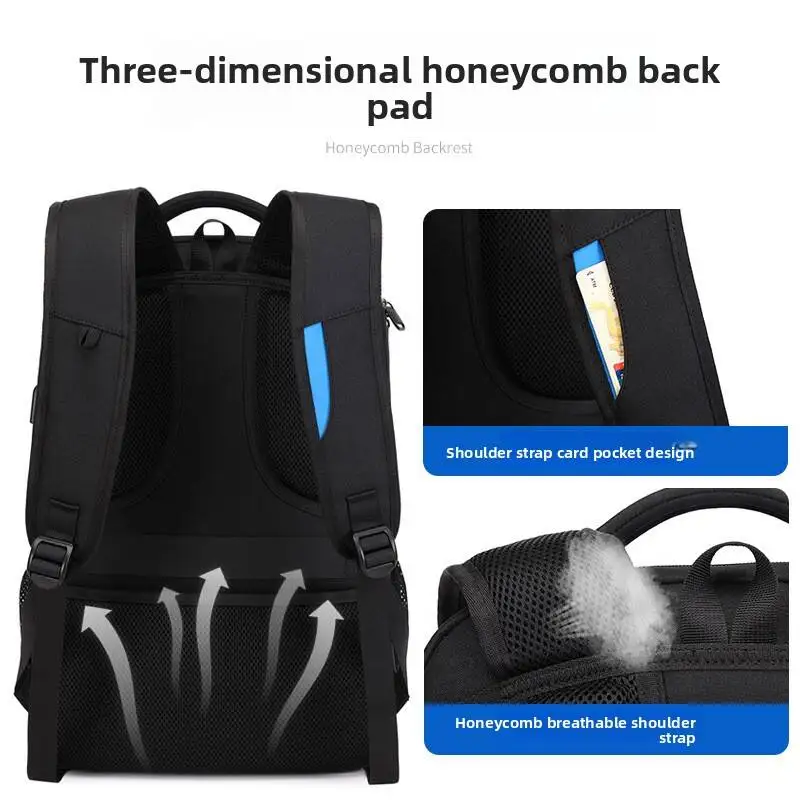 Men's 17.3 Inch Laptop Backpack For Travel College Backpack Waterproof Notebook Business Shoulder Bag With USB Charging Port