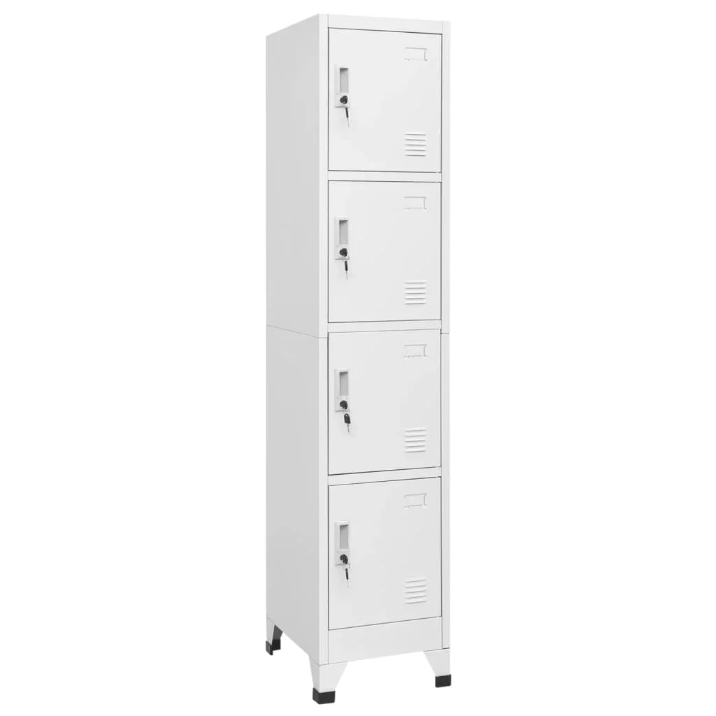 Locker Cabinet with 4 Compartments, Chipboard Filing Cabinet, Office Furntain 38x45x180 cm