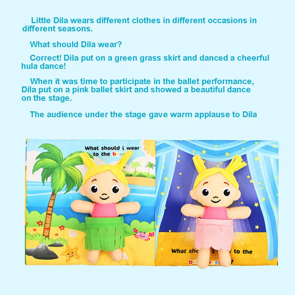 Baby Soft Fabric Cloth Book Non-Toxic Rustled Cognitive Character Crinkle Early Development Toddler Learning Education Toy 18cm