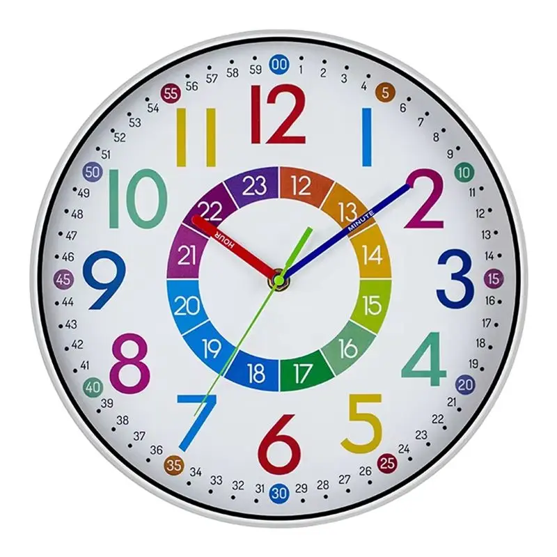 

12 Inch Digital Clock Mute Home Bedroom Living Room Wall Punch-Free Battery Powered Electronic Color Clock-AS55