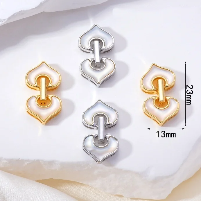 1 Piece Copper Double Love Arrow White Shell Pearl Necklace Connecting Buckle Accessories DIY Jewelry Making Material Wholesale