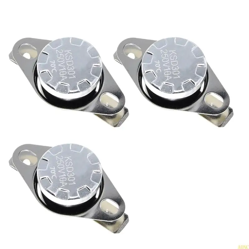 A0NC 3Pcs 40/70/85/125℃ 가정용 KSD301 250V 10A 정상 폐쇄 NC 온도 조절기