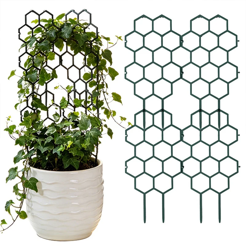 5PCS Plant Trellis for Climbing Plants Honeycomb Shaped Lattice Stand for Potted Plants Graden Vine Support for Ivy Flowers