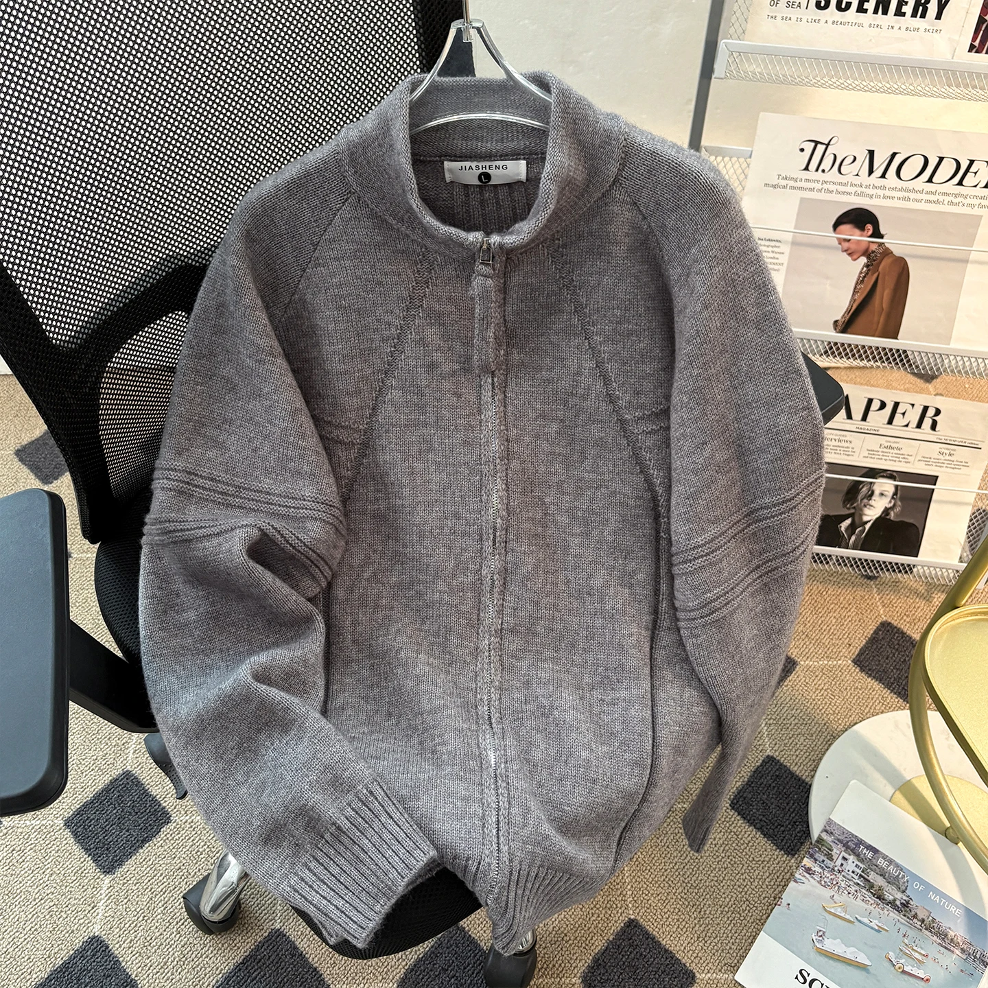 

ay Knitted Cardigan Sweater Men's High Street Retro Split Deconstructed Lazy Versatile American Sle Knitted Outerwear