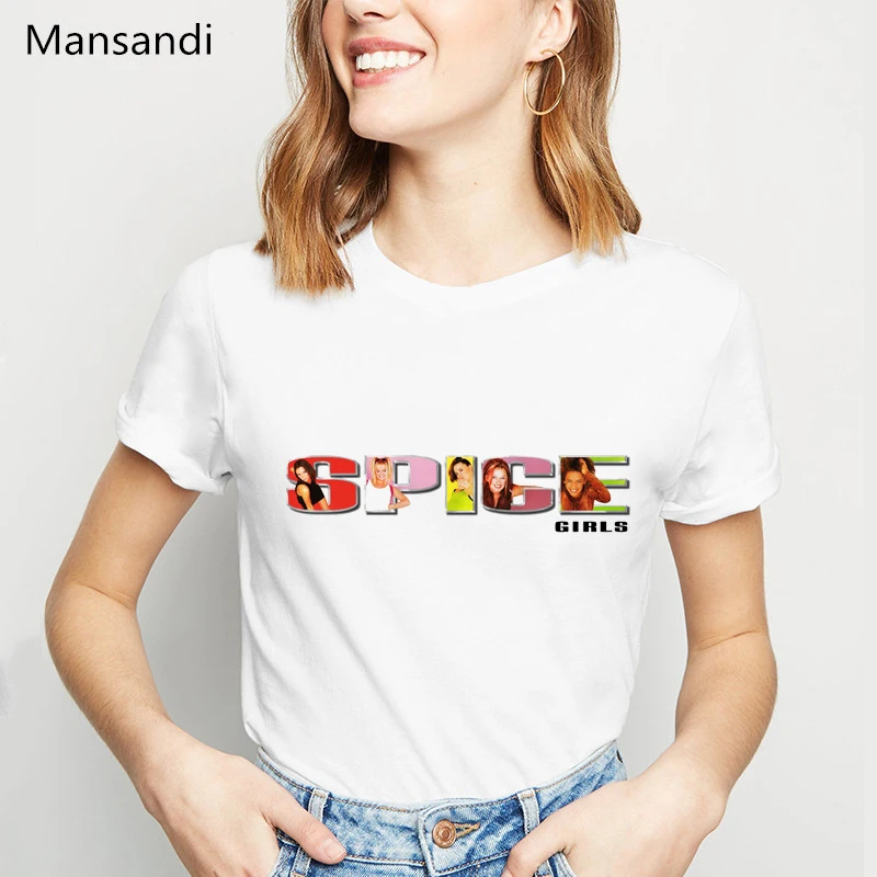 Spice Girls Womens T Shirts Summer 2024 White black Tshirt Femme Harajuku Shirt Camisetas Mujer Female T-Shirt Tops Streetwear