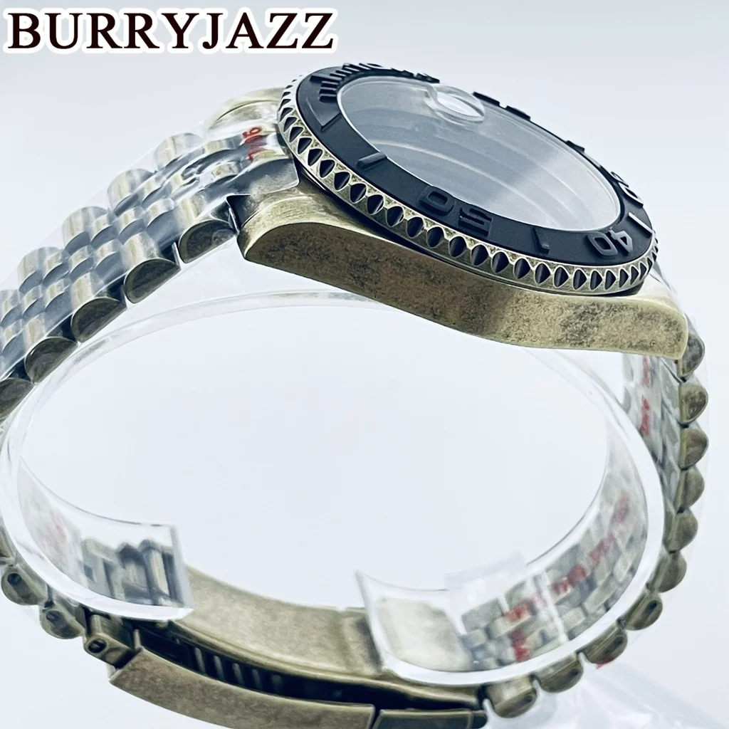 BURRYJAZZ 40mm subcaja NH35 NH36 NH34 NH38 NH70 NH72 ETA2824 PT5000 caja de reloj Retro cristal de zafiro bisel de cerámica